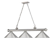 Cordon 3 Light 57.25" Billiard, Metal Shades in Brushed Nickel
