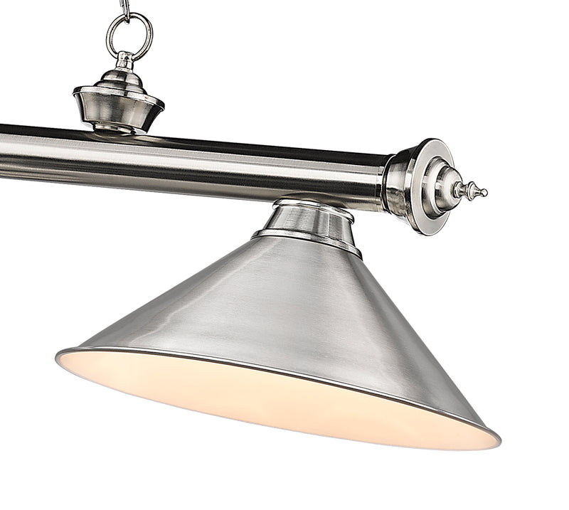 Cordon 3 Light 57.25" Billiard, Metal Shades in Brushed Nickel