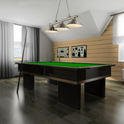 Cordon 3 Light 57.25" Billiard, Metal Shades in Brushed Nickel in a room setting