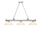 Cordon 3 Light 57.25" Billiard, Glass Shades (D) in Brushed Nickel