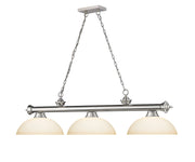 Cordon 3 Light 57.25" Billiard, Glass Shades (D) in Brushed Nickel