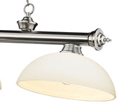 Cordon 3 Light 57.25" Billiard, Glass Shades (D) in Brushed Nickel