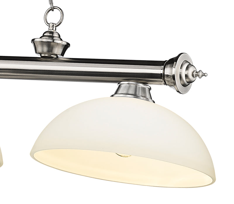 Cordon 3 Light 57.25" Billiard, Glass Shades (D) in Brushed Nickel