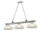 Cordon 3 Light 57.25" Billiard, Glass Shades (D) in Brushed Nickel