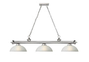 Cordon 3 Light 57.25" Billiard, Glass Shades (D) in Brushed Nickel