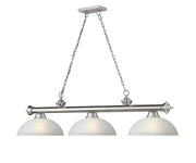Cordon 3 Light 57.25" Billiard, Glass Shades (D) in Brushed Nickel