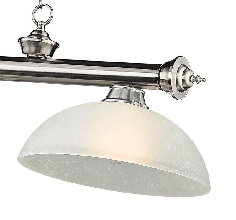 Cordon 3 Light 57.25" Billiard, Glass Shades (D) in Brushed Nickel