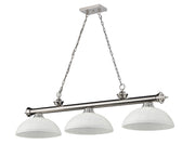 Cordon 3 Light 57.25" Billiard, Glass Shades (D) in Brushed Nickel