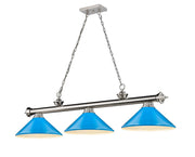 Cordon 3 Light 58" Billiard, Metal Shades (M) in Brushed Nickel