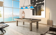 Cordon 3 Light 58" Billiard, Metal Shades (M) in Brushed Nickel in a room setting