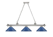 Cordon 3 Light 58" Billiard, Metal Shades (M) in Brushed Nickel