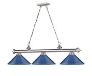 Cordon 3 Light 58" Billiard, Metal Shades (M) in Brushed Nickel