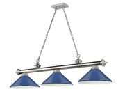 Cordon 3 Light 58" Billiard, Metal Shades (M) in Brushed Nickel