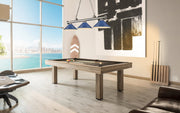 Cordon 3 Light 58" Billiard, Metal Shades (M) in Brushed Nickel in a room setting
