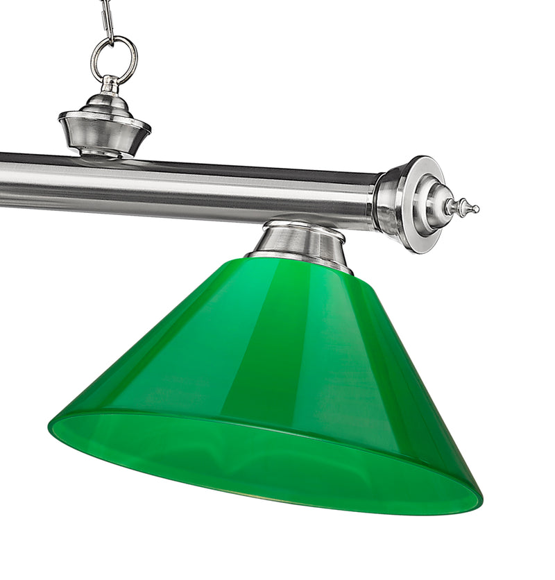 Cordon 3 Light 57.25" Billiard, Plastic Shades in Brushed Nickel