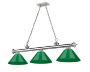 Cordon 3 Light 57.25" Billiard, Plastic Shades in Brushed Nickel