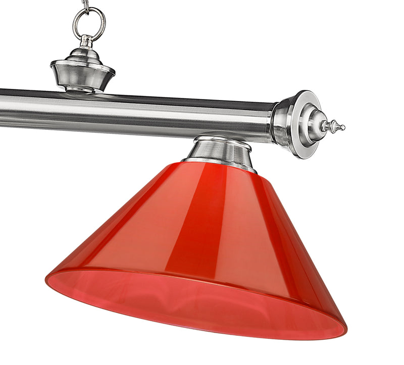 Cordon 3 Light 57.25" Billiard, Plastic Shades in Brushed Nickel