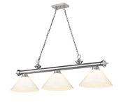 Cordon 3 Light 57.25" Billiard, Plastic Shades in Brushed Nickel