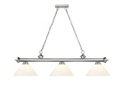 Cordon 3 Light 57.25" Billiard, Plastic Shades in Brushed Nickel