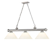 Cordon 3 Light 57.25" Billiard, Plastic Shades in Brushed Nickel