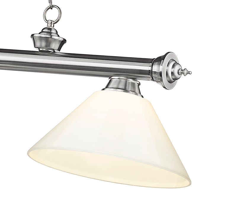 Cordon 3 Light 57.25" Billiard, Plastic Shades in Brushed Nickel