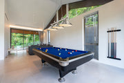 Cordon 3 Light 58" Billiard, Metal Shades (ST) in Brushed Nickel in a room setting