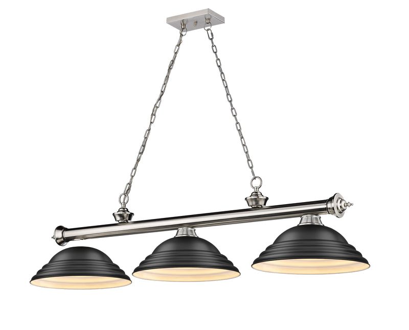 Cordon 3 Light 58" Billiard, Metal Shades (ST) in Brushed Nickel