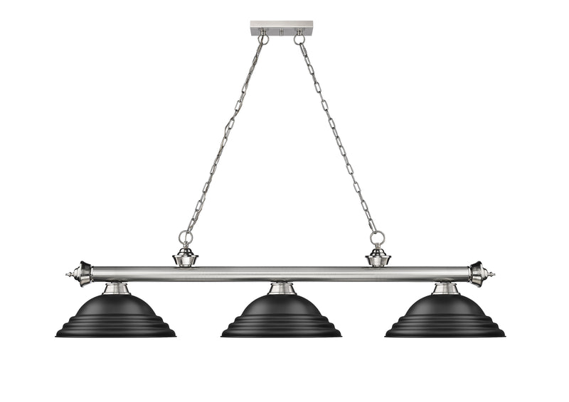 Cordon 3 Light 58" Billiard, Metal Shades (ST) in Brushed Nickel