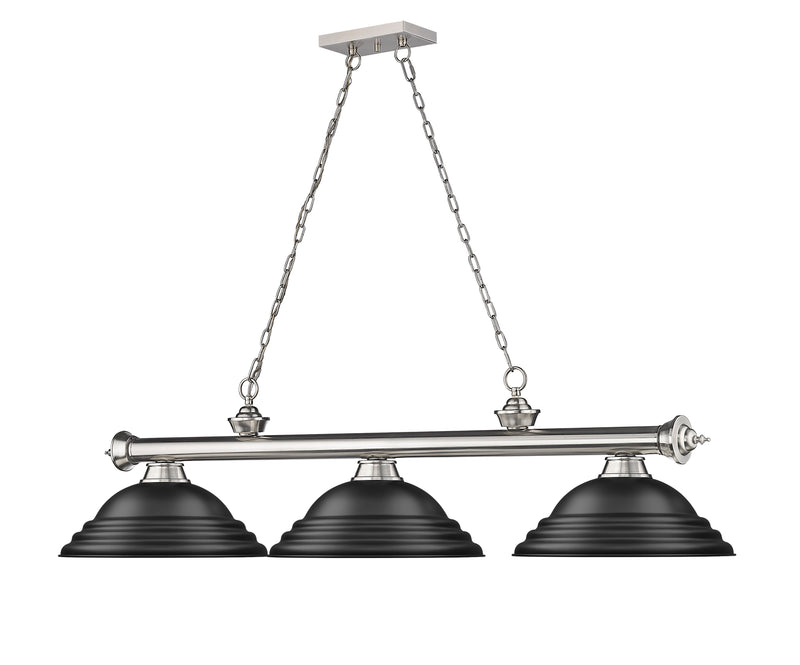 Cordon 3 Light 58" Billiard, Metal Shades (ST) in Brushed Nickel