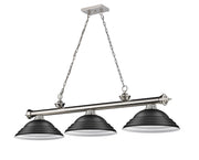 Cordon 3 Light 58" Billiard, Metal Shades (ST) in Brushed Nickel