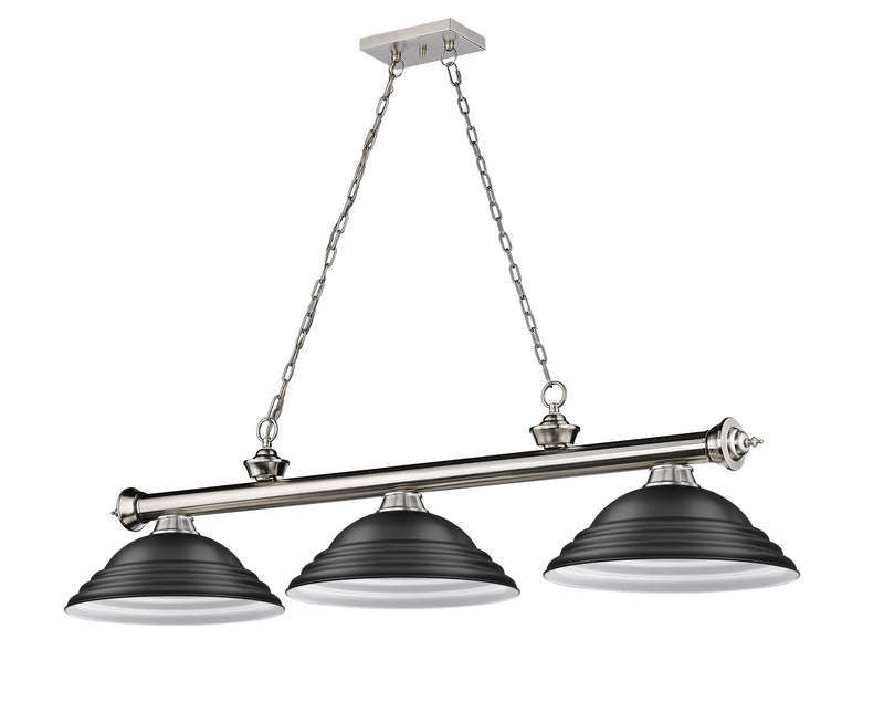 Cordon 3 Light 58" Billiard, Metal Shades (ST) in Brushed Nickel