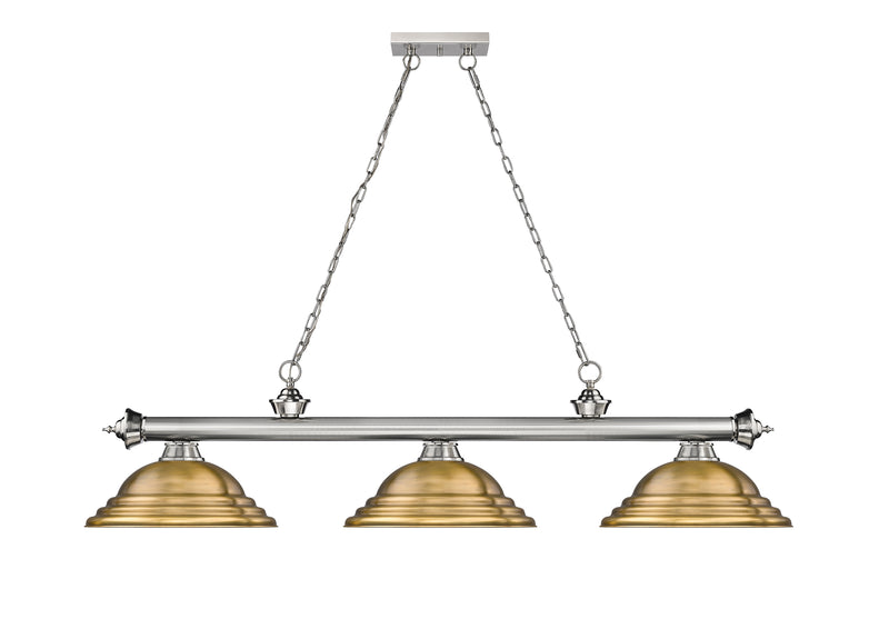 Cordon 3 Light 58" Billiard, Metal Shades (ST) in Brushed Nickel