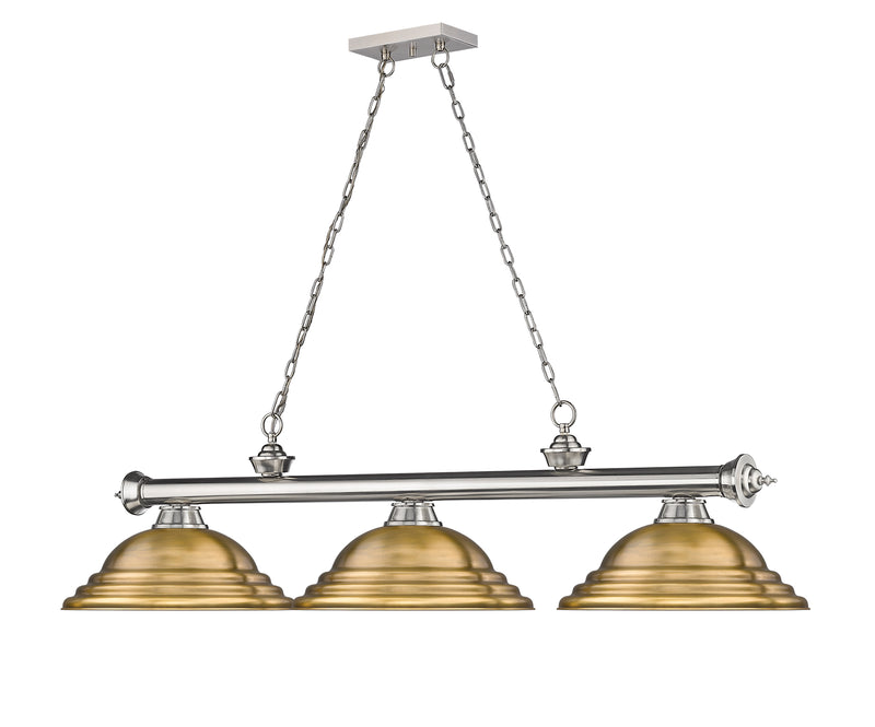 Cordon 3 Light 58" Billiard, Metal Shades (ST) in Brushed Nickel