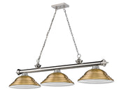 Cordon 3 Light 58" Billiard, Metal Shades (ST) in Brushed Nickel