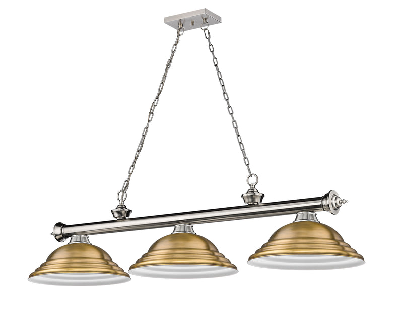 Cordon 3 Light 58" Billiard, Metal Shades (ST) in Brushed Nickel