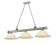 Cordon 3 Light 58" Billiard, Glass Shades in Brushed Nickel