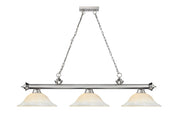 Cordon 3 Light 58" Billiard, Glass Shades in Brushed Nickel