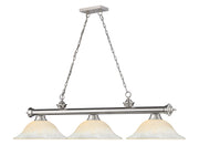 Cordon 3 Light 58" Billiard, Glass Shades in Brushed Nickel