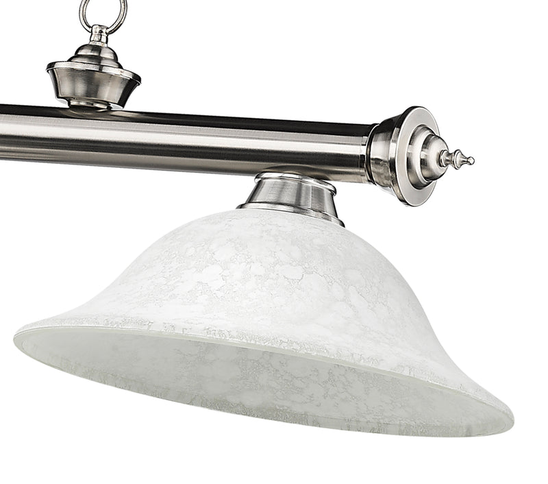 Cordon 3 Light 58" Billiard, Glass Shades in Brushed Nickel