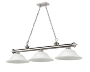 Cordon 3 Light 58" Billiard, Glass Shades in Brushed Nickel