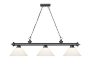 Cordon 3 Light 57.25" Billiard, Glass Shades (A) in Bronze Plate