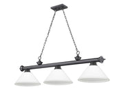 Cordon 3 Light 57.25" Billiard, Glass Shades (A) in Bronze Plate