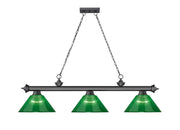 Cordon 3 Light 57.25" Billiard, Acrylic Shades (ARC) in Bronze Plate