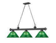 Cordon 3 Light 57.25" Billiard, Acrylic Shades (ARC) in Bronze Plate
