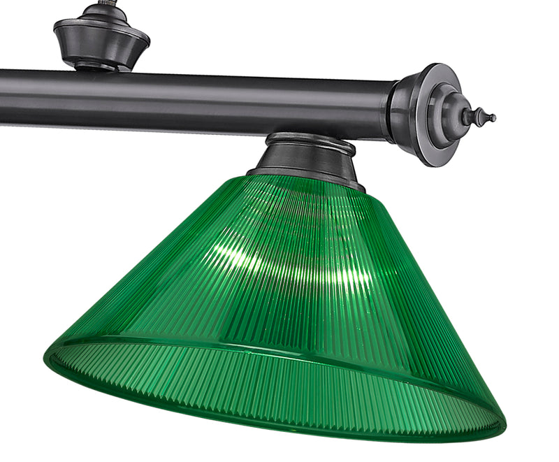 Cordon 3 Light 57.25" Billiard, Acrylic Shades (ARC) in Bronze Plate