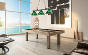 Cordon 3 Light 57.25" Billiard, Acrylic Shades (ARC) in Bronze Plate in a room setting