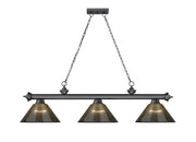 Cordon 3 Light 57.25" Billiard, Acrylic Shades (ARC) in Bronze Plate