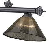 Cordon 3 Light 57.25" Billiard, Acrylic Shades (ARC) in Bronze Plate