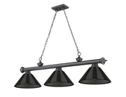 Cordon 3 Light 57.25" Billiard, Acrylic Shades (ARC) in Bronze Plate