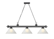 Cordon 3 Light 57.25" Billiard, Glass Shades (A) in Bronze Plate